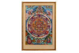 A FRAMED THANGKA OF A MANDALA