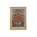 A FRAMED THANGKA OF A MANDALA