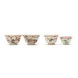 A GROUP OF FOUR PERANAKAN PORCELAIN TEA BOWLS