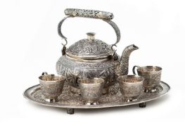 A VIETNAMESE WHITE METAL TEA SERVICE