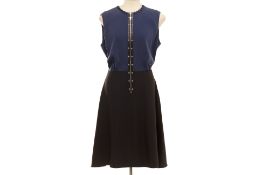 A LOUIS VUITTON NAVY & BLACK ZIP UP SILK DRESS