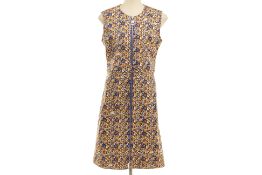 A LOUIS VUITTON FLORAL PRINT DENIM ZIP-UP MINI DRESS