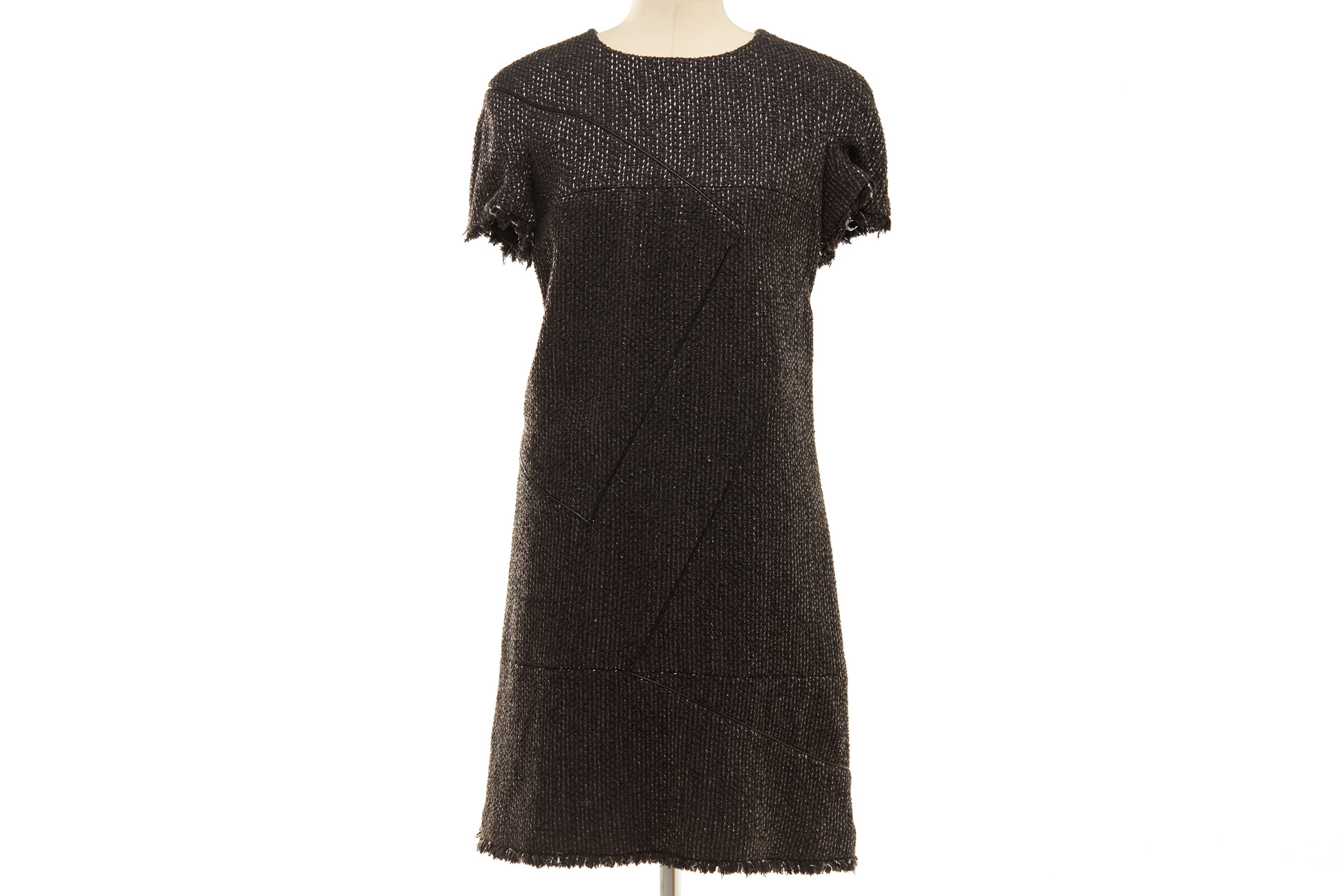 A CHANEL BLACK TWEED SHIFT DRESS