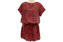 A LOUIS VUITTON RED LEOPARD PRINT SILK DRESS