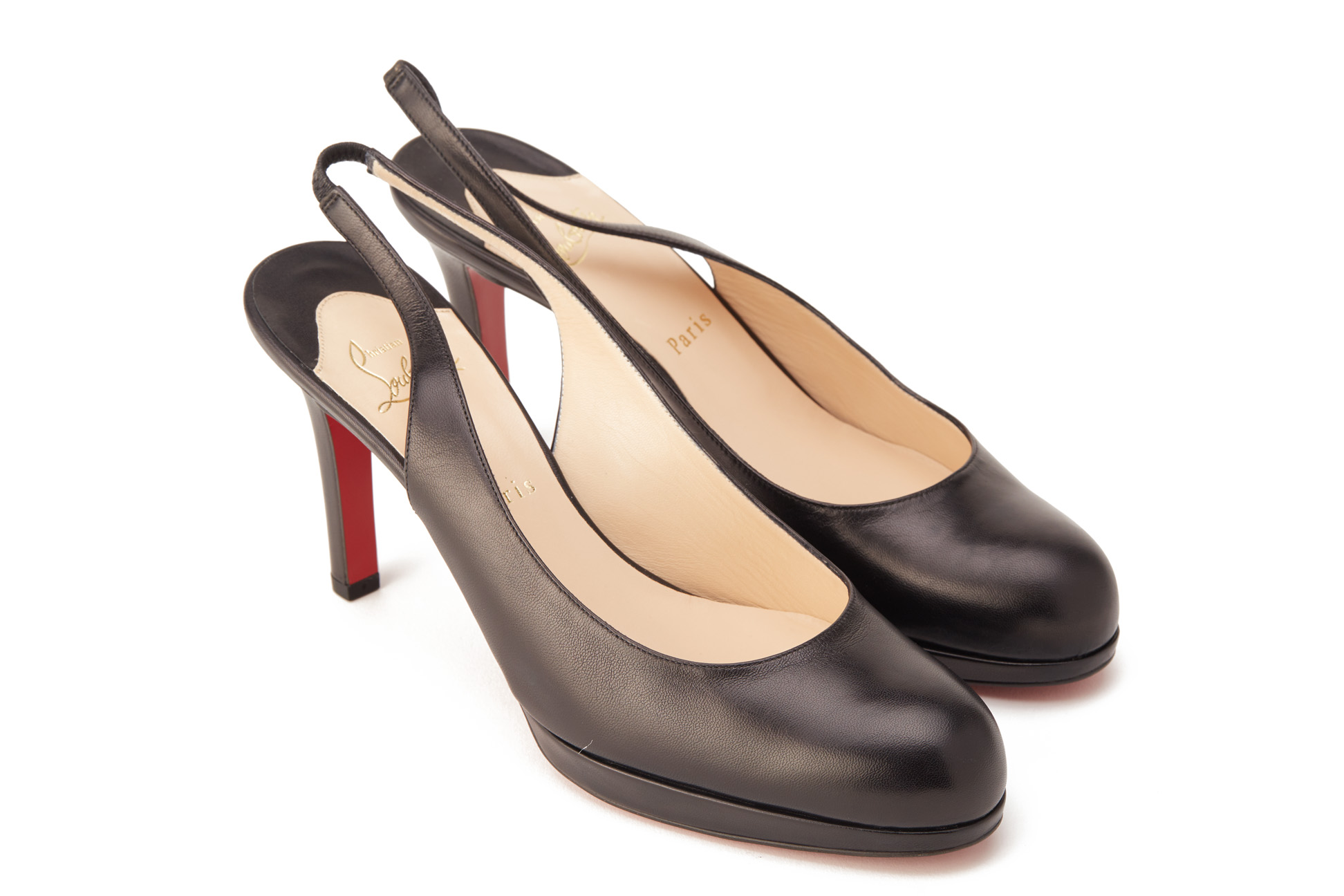 A PAIR OF CHRISTIAN LOUBOUTIN ‘HORATIO’ LEATHER HEELS EU 41