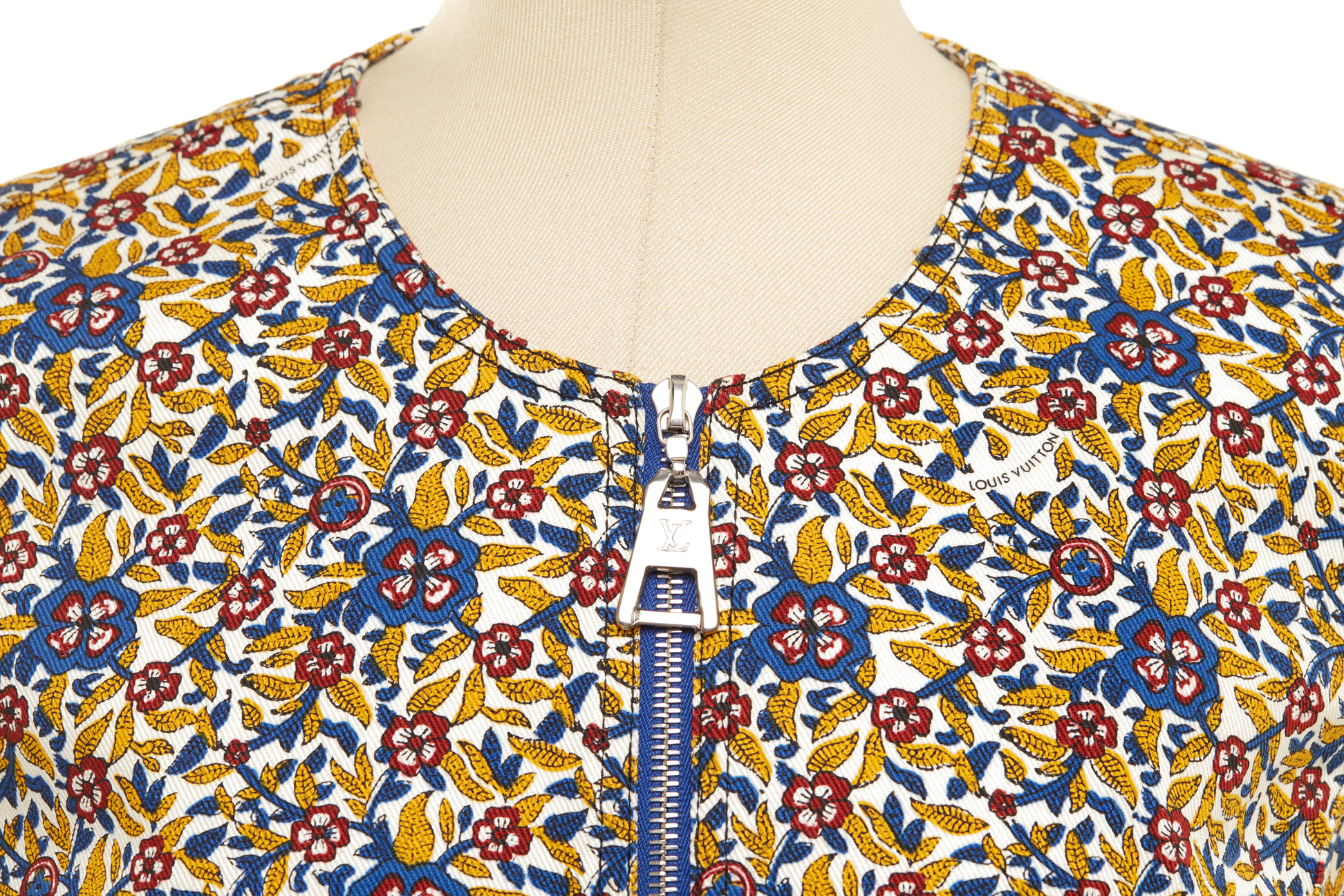 A LOUIS VUITTON FLORAL PRINT DENIM ZIP-UP MINI DRESS - Image 2 of 4