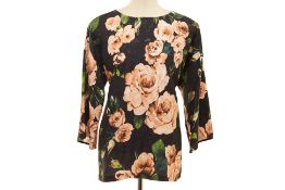 A DOLCE & GABBANA BLACK & FLORAL PRINT BLOUSE