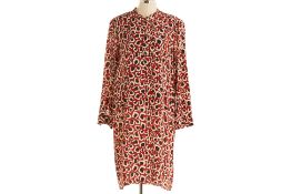 A GUCCI RED LEOPARD PRINT SILK DRESS