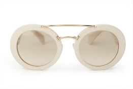 A PAIR OF PRADA WHITE RIMMED SUNGLASSES