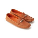 A PAIR OF HERMES ‘IRVING’ TAN LEATHER LOAFERS EU 39.5