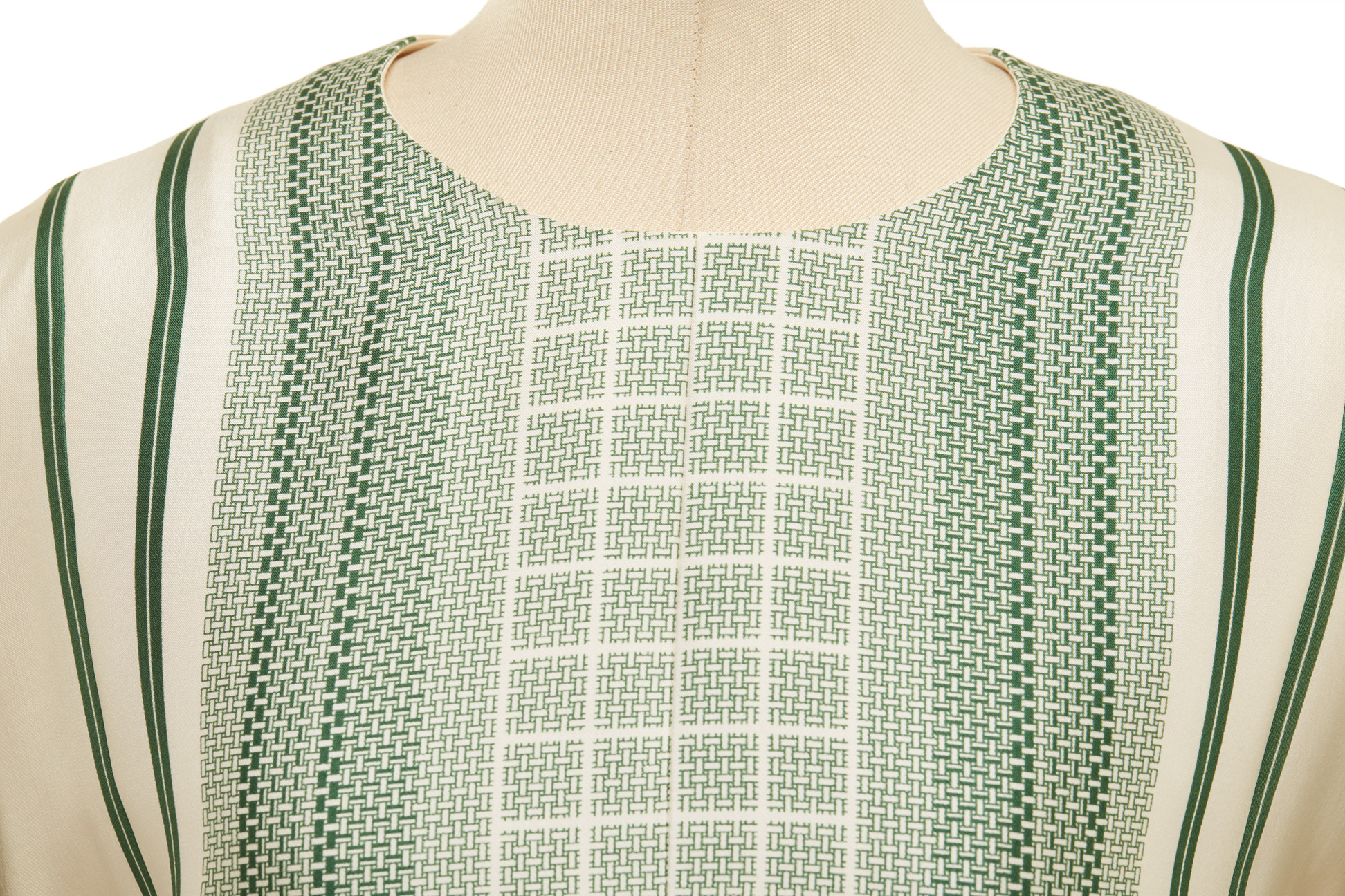 A CELINE WHITE & GREEN SILK TUNIC DRESS - Image 2 of 4