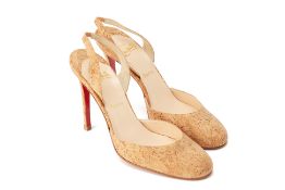 A PAIR OF CHRISTIAN LOUBOUTIN CORK HEELS EU 40.5