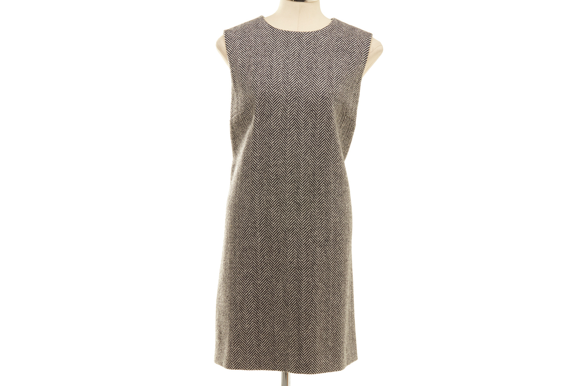 A DOLCE & GABBANA GREY HERRINGBONE TWEED DRESS