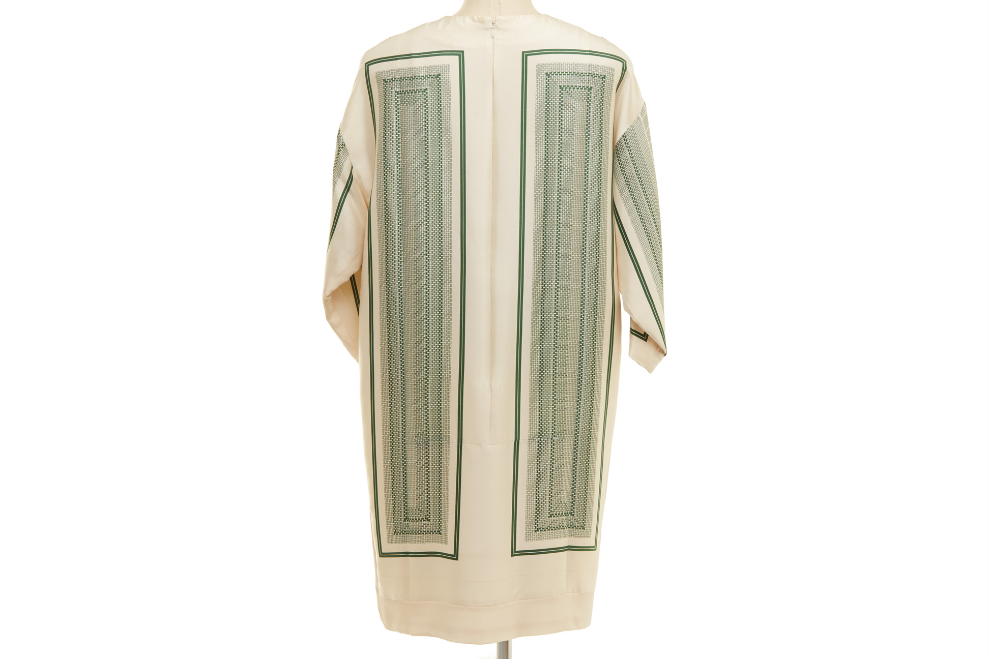 A CELINE WHITE & GREEN SILK TUNIC DRESS - Image 3 of 4