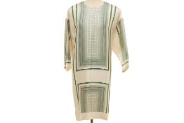 A CELINE WHITE & GREEN SILK TUNIC DRESS