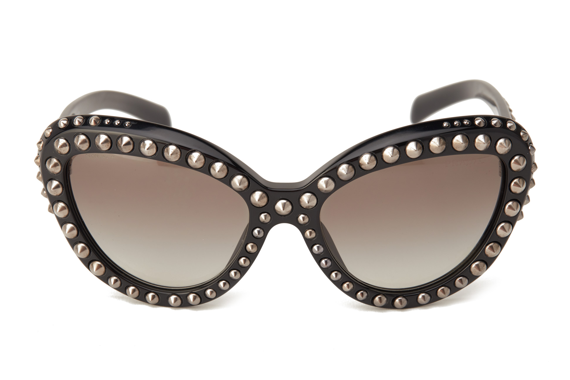 A PAIR OF PRADA STUDDED CAT EYE SUNGLASSES