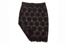 A DOLCE & GABBANA BLACK LACE PENCIL SKIRT