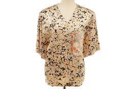 A CELINE DAISY PRINTED SILK BLOUSE