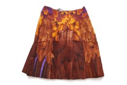 A PRADA FEATHER PRINT SILK SKIRT