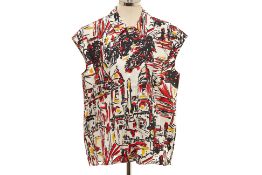 A PRADA MULTICOLOURED PRINTED BLOUSE