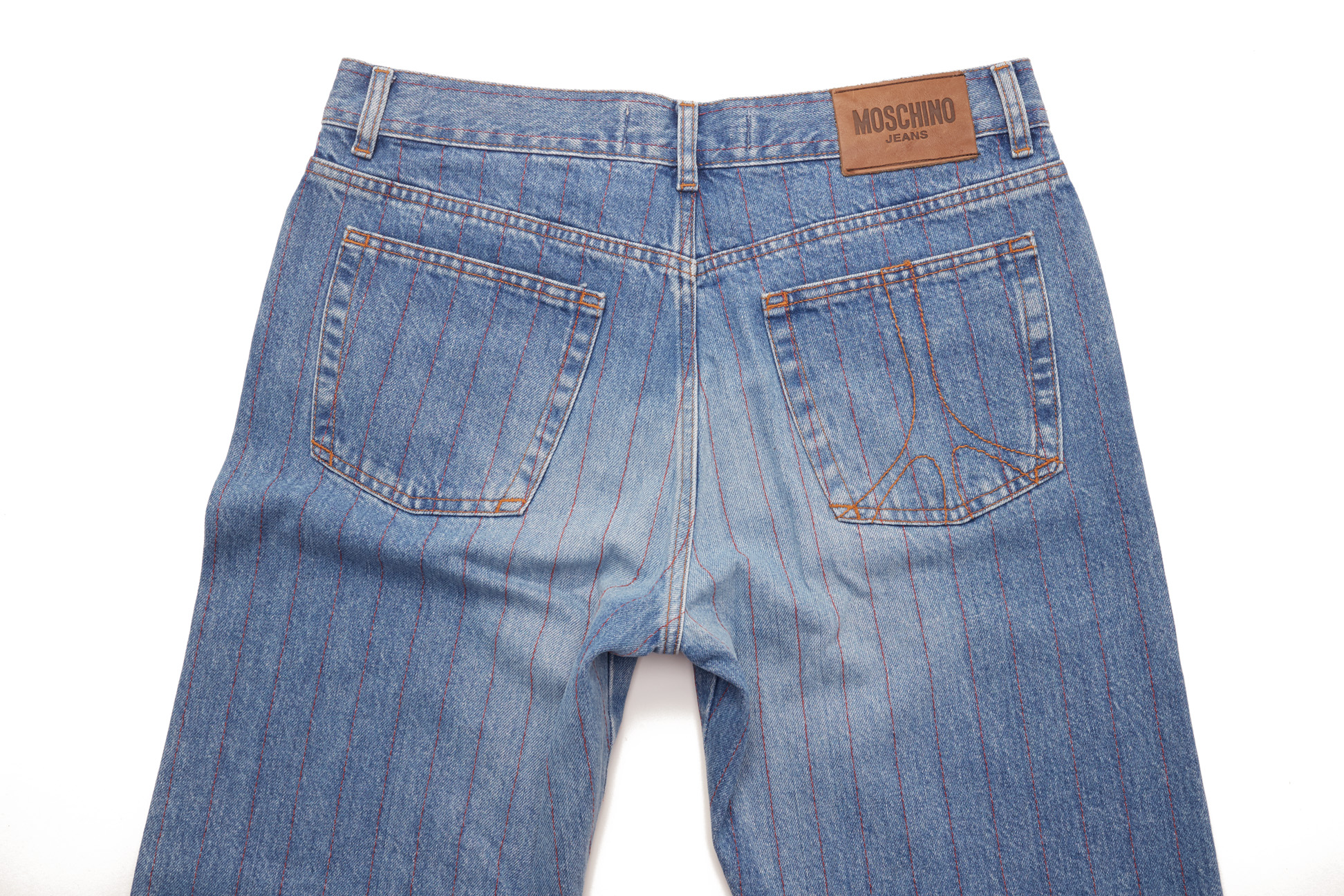 A PAIR OF MOSCHINO DENIM PINSTRIPE JEANS - Image 3 of 3