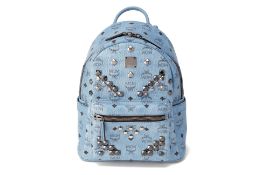 AN MCM SMALL 'STARK' BLUE STUDDED BACKPACK
