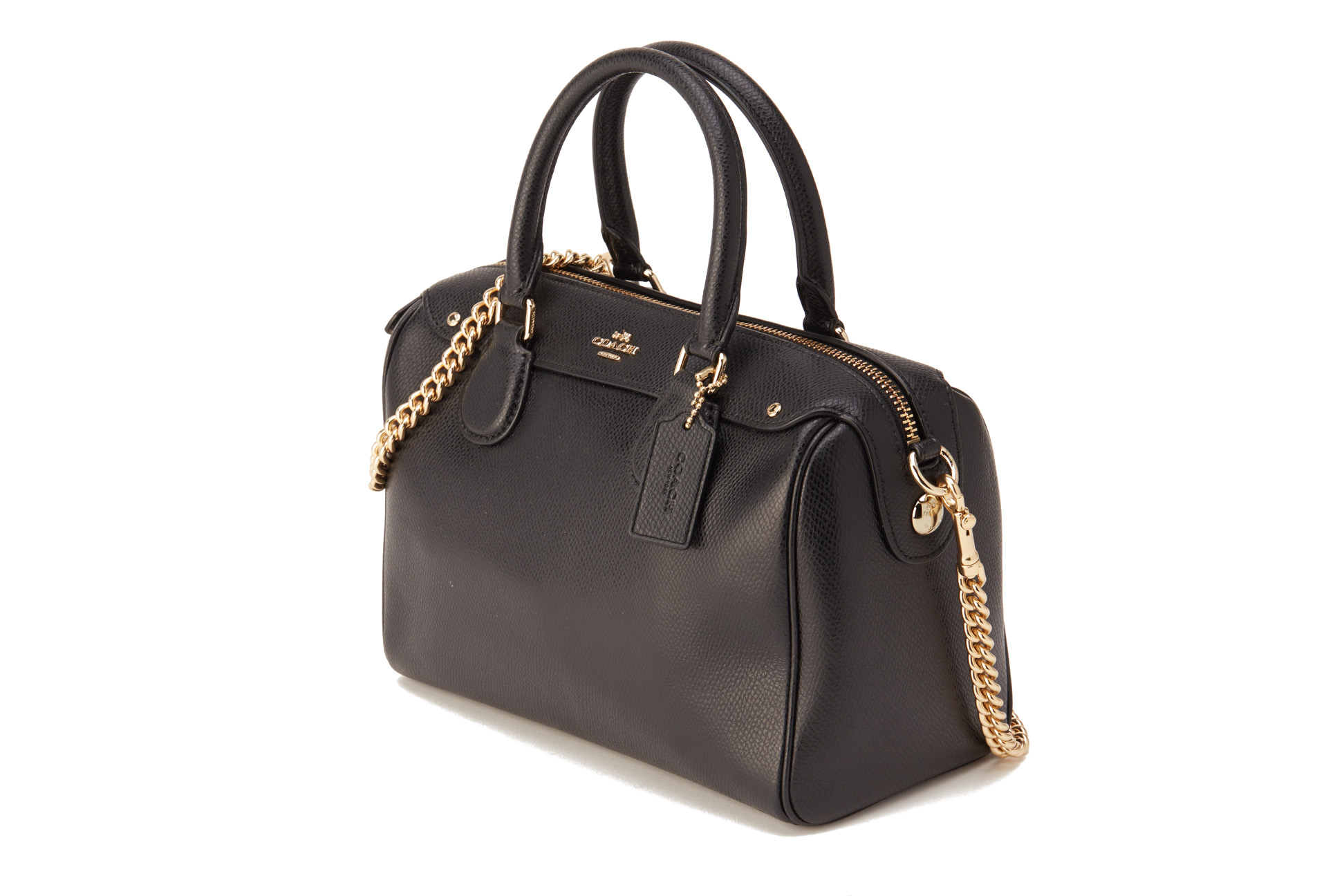 A COACH BLACK LEATHER SMALL HANDBAG - Image 3 of 5