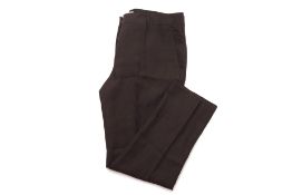 A PAIR OF BLACK PRADA LINEN TROUSERS