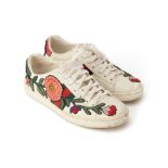 A PAIR OF GUCCI ACE EMBROIDERED WHITE SNEAKERS EU 39