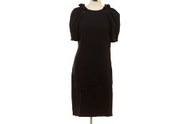 A MOSCHINO BLACK DUAL RUFFLE DRESS