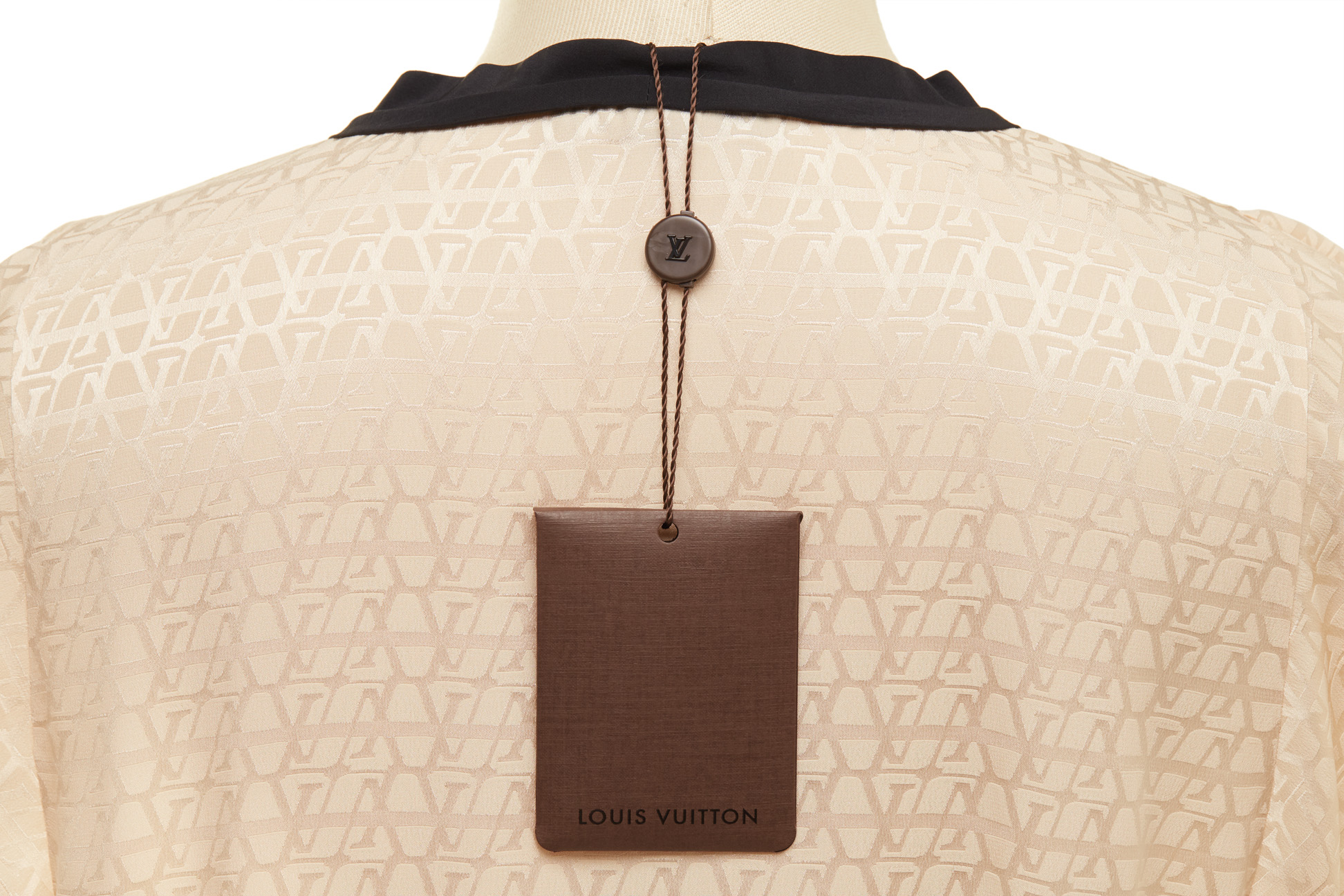 A LOUIS VUITTON CREAM MONOGRAM SILK BLOUSE - Image 3 of 3