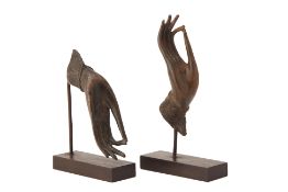 A PAIR OF THAI BRONZE BUDDHA HANDS