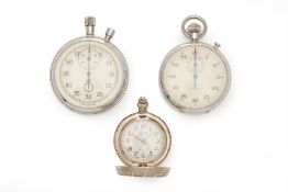 TWO VINTAGE STOPWATCHES, A POCKET WATCH & A METAL PENDANT