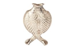 A CHRISTOFLE SILVER PLATED FISH VASE