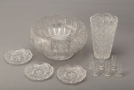 A LARGE DECORATIVE CUT GLASS PUNCH BOWL