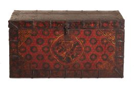 AN ANTIQUE TIBETAN PAINTED CHEST