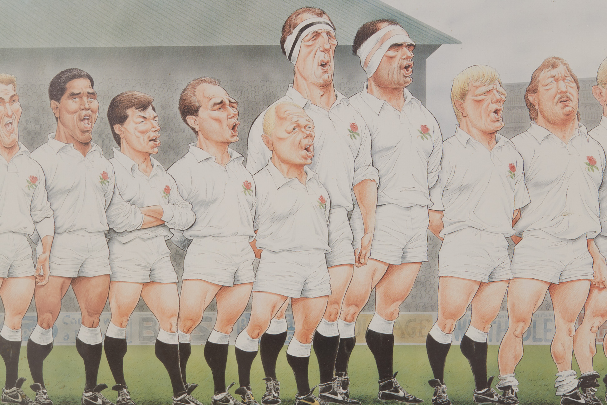 AN ENGLAND RUGBY 1991 GRAND SLAM SIGNED CARICATURE PRINT - Image 2 of 4