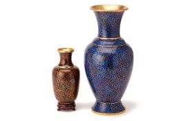 TWO CLOISONNE ENAMEL BALUSTER VASES