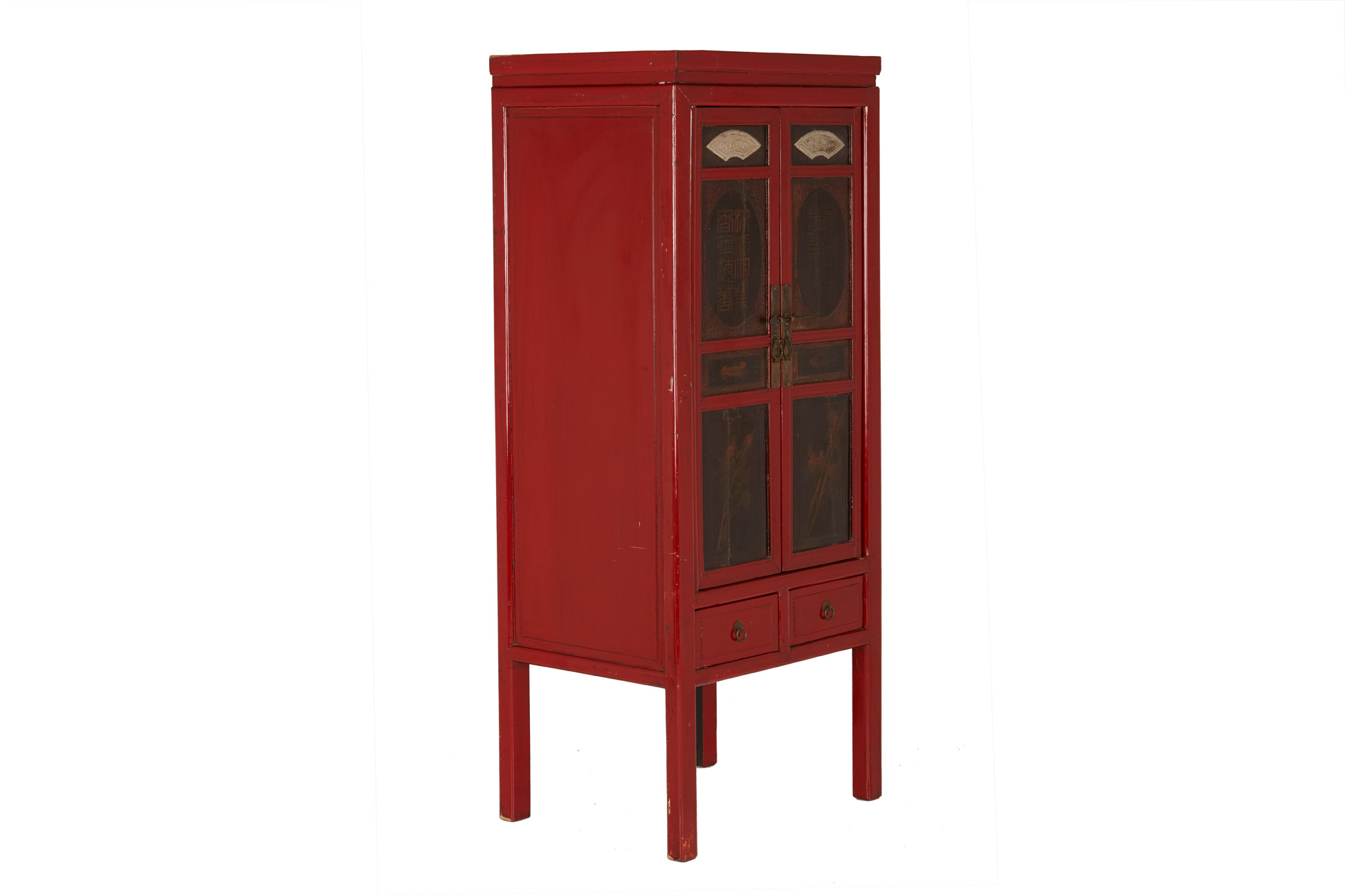 A CHINESE RED LACQUER CABINET - Image 3 of 4