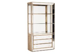 A TALL MIRRORED DISPLAY CABINET