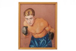 R. MONDELLO (20TH CENTURY) - PORTRAIT STUDY OF A BOXER