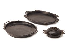 A GROUP OF BLACK LACQUER ITEMS