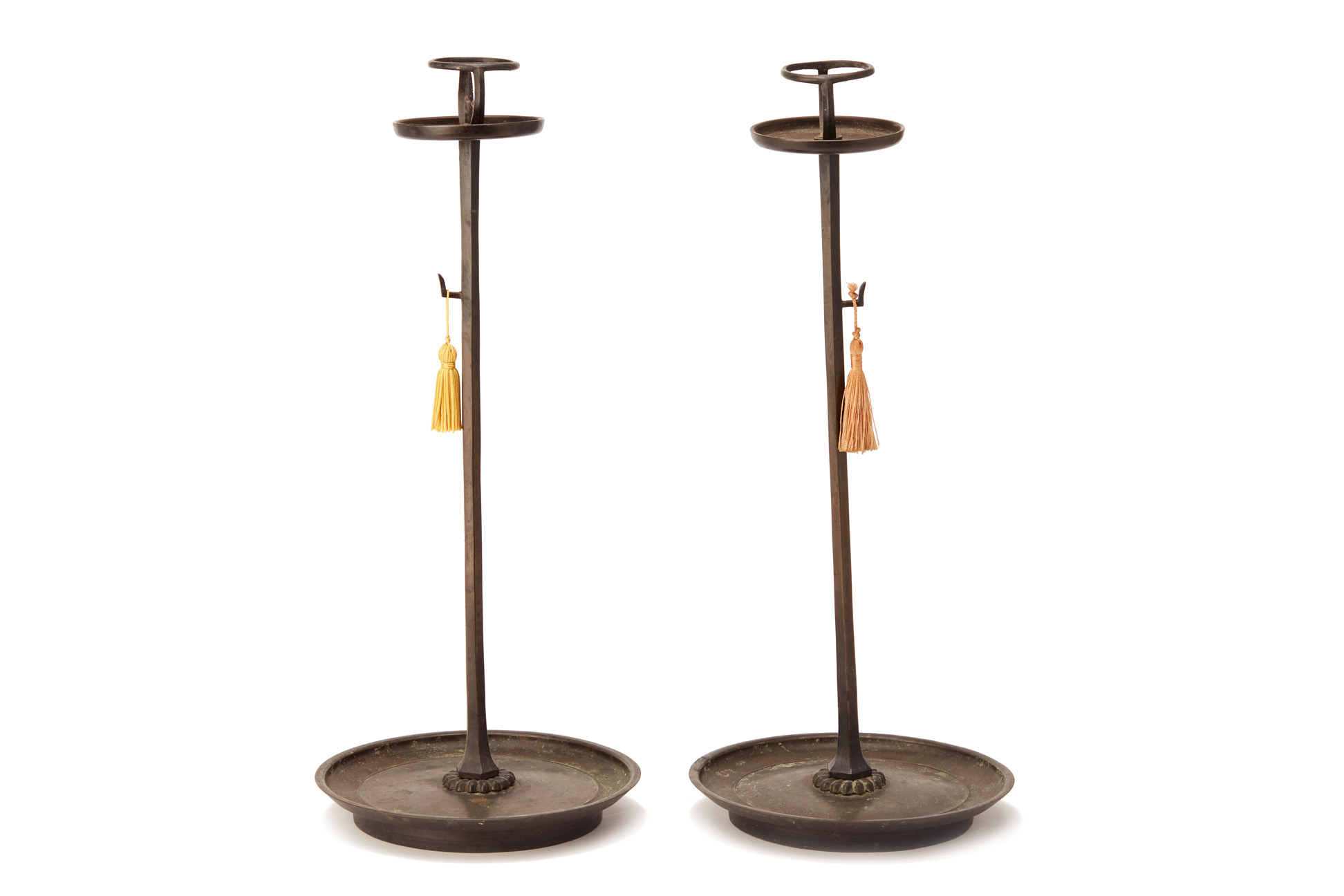 A PAIR OF JAPANESE CANDLE HOLDERS