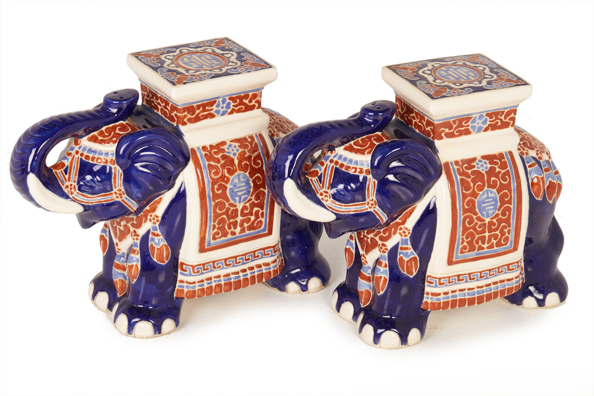 A PAIR OF ORIENTAL CERAMIC ELEPHANT STOOLS - Image 2 of 3