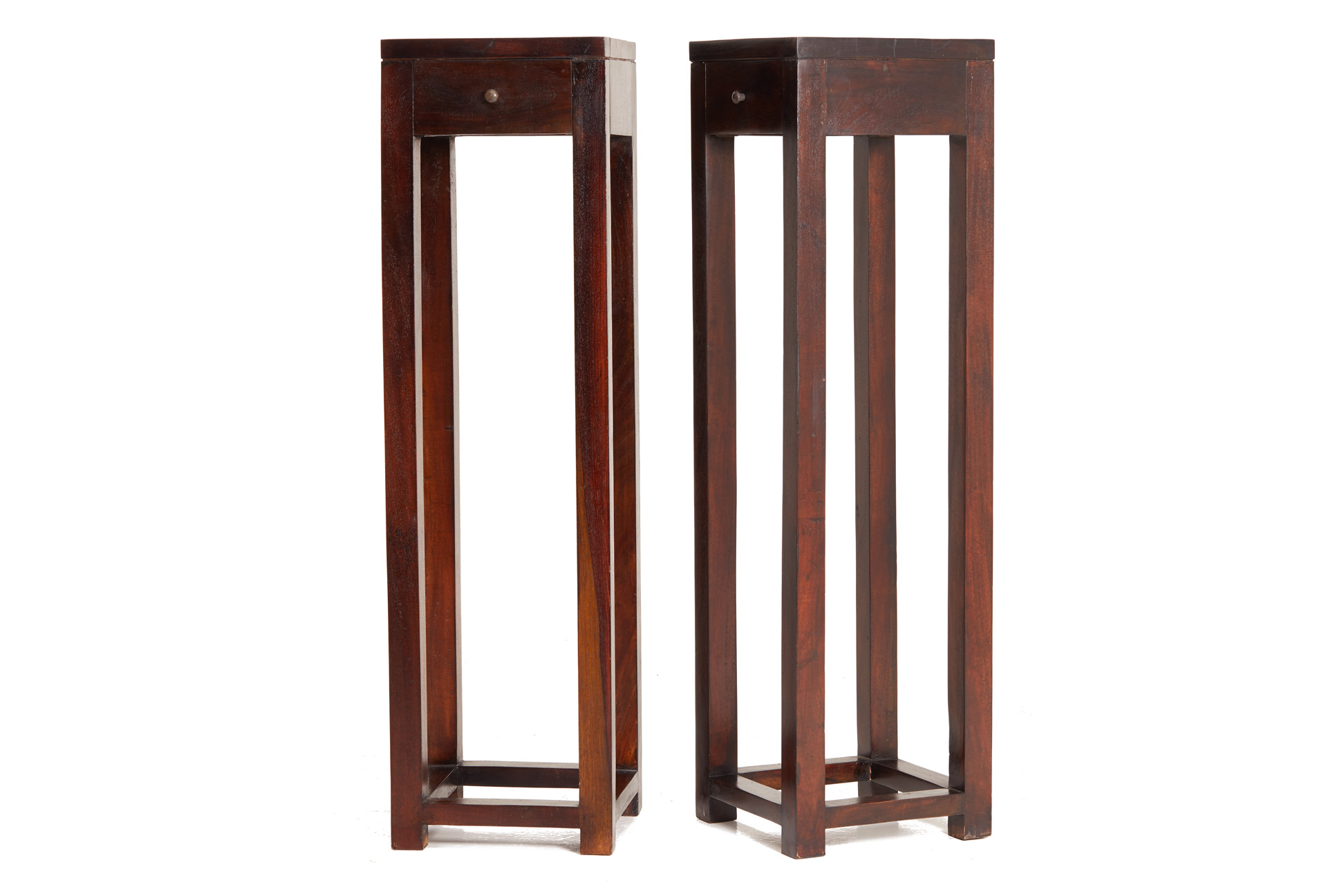 A PAIR OF TALL SQUARE JARDINIERE STANDS