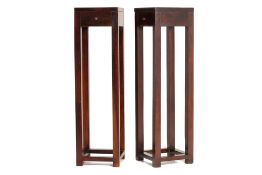 A PAIR OF TALL SQUARE JARDINIERE STANDS