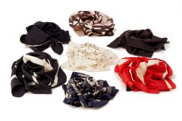 A GROUP OF VINTAGE DESIGNER SILK HANDKERCHIEFS