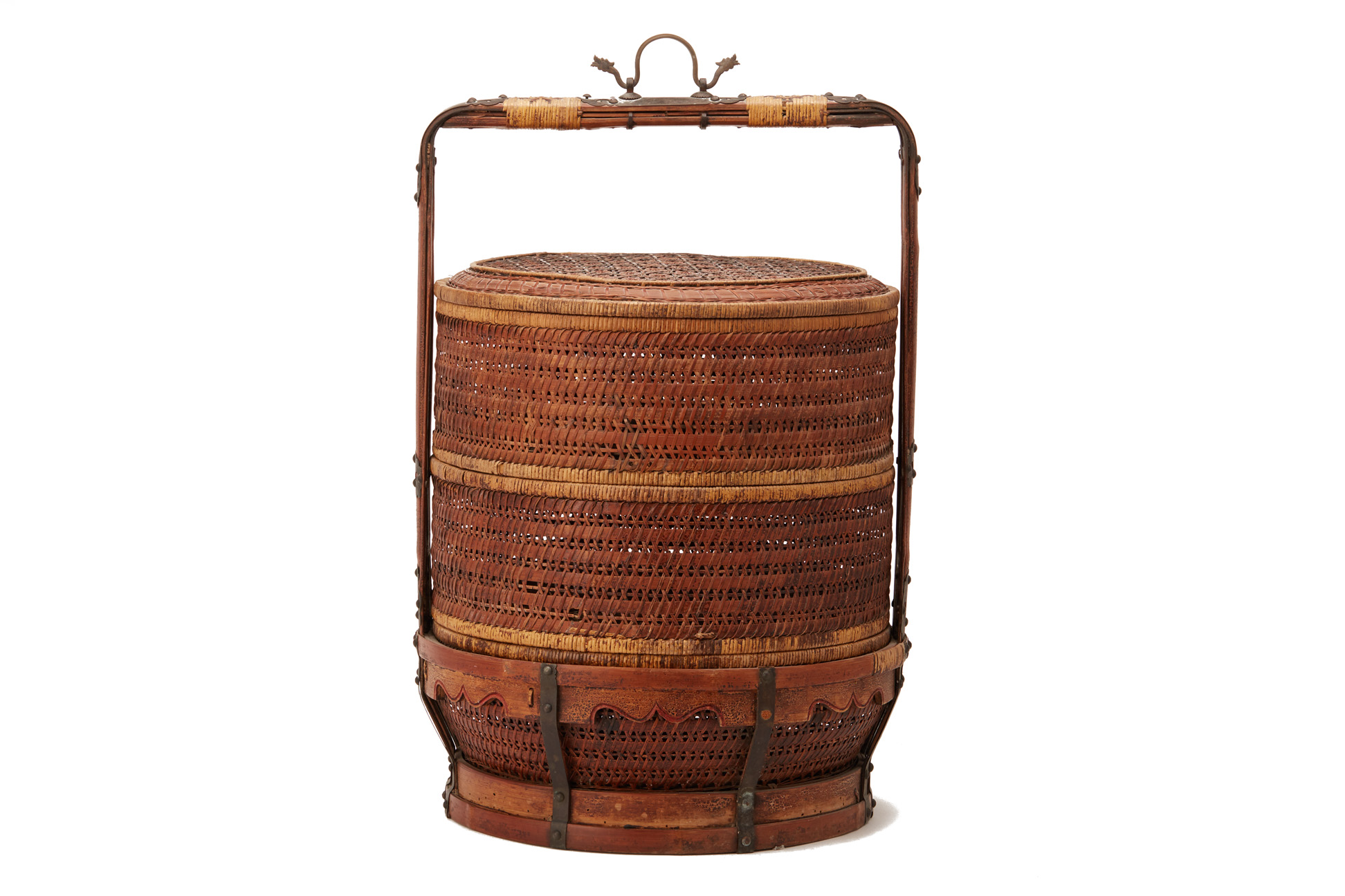 A RATTAN TWO TIER BASKET