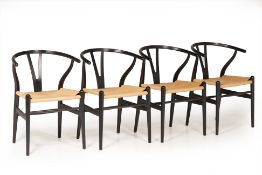 FOUR HANS WEGNER STYLE WISHBONE CHAIRS