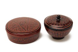 TWO BURMESE LACQUER BOXES